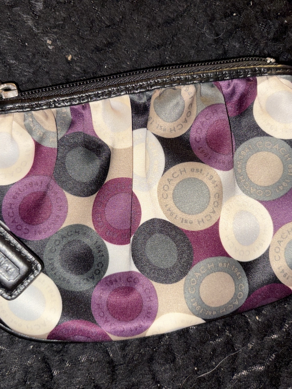 Coach Purple Multi Circle Print Clutch